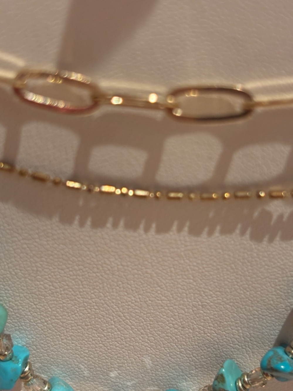 NIB Atterri gold, Turquoise & Freshwater Pearl Layered Necklace Set - Picture 8 of 8